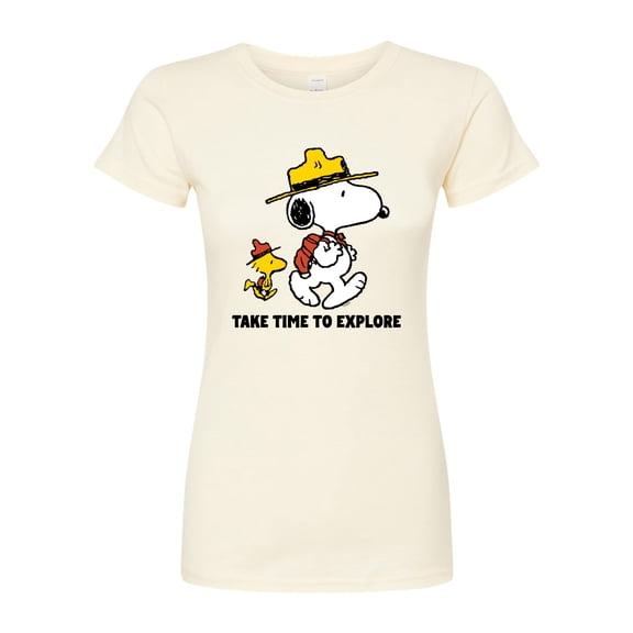 Peanuts - Take Time To Explore - Juniors Fitted Graphic T-Shirt