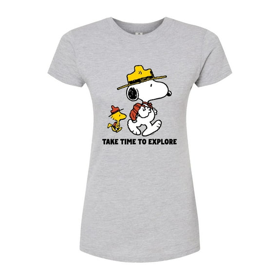 Peanuts - Take Time To Explore - Juniors Fitted Graphic T-Shirt