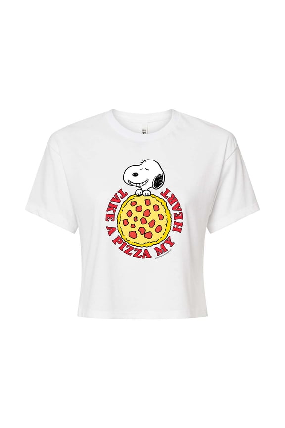 - Take a Pizza my Heart - Juniors Cropped Graphic T-Shirt