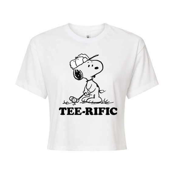 Peanuts - Teerific Snoopy - Juniors Cropped Cotton Blend T-Shirt