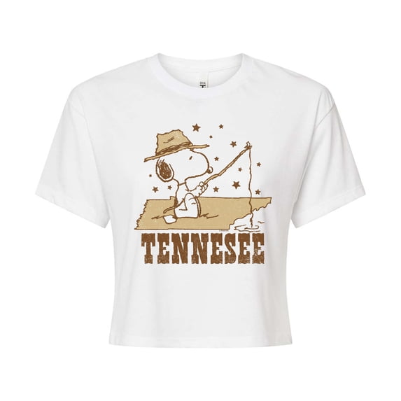 Peanuts - Tennessee Snoopy - Juniors Cropped Graphic T-Shirt