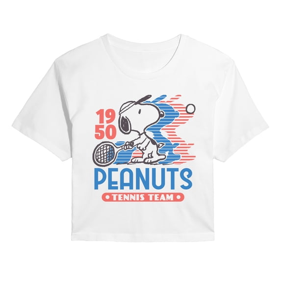 Peanuts - Tennis Team - Juniors Cropped Graphic T-Shirt