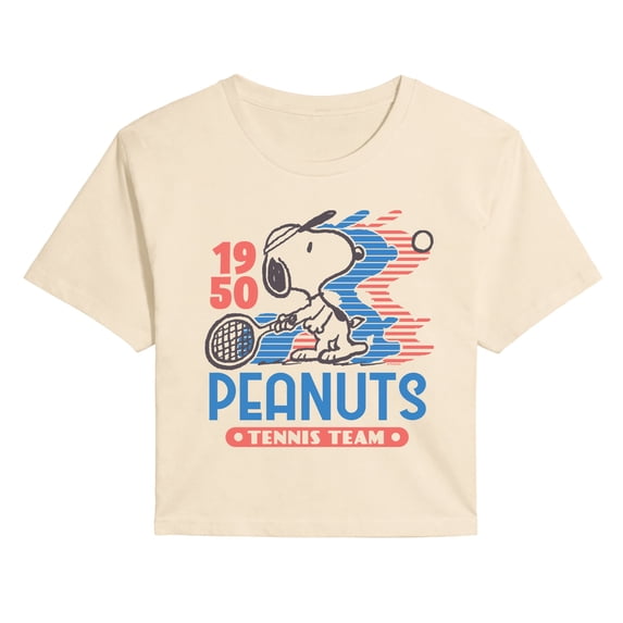 Peanuts - Tennis Team - Juniors Cropped Graphic T-Shirt
