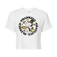 thumbnail image 1 of Peanuts - Thankful Grateful Blessed - Juniors Cropped Cotton Blend T-Shirt, 1 of 6
