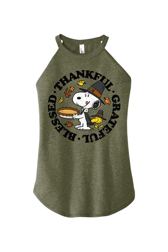 - Thankful Grateful Blessed - Juniors High Neck Tank Top