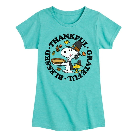 Peanuts - Thankful, Grateful, Blessed - Toddler And Youth Girls Short Sleeve Graphic T-Shirt
