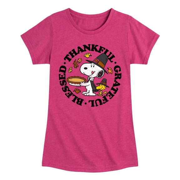 Peanuts - Thankful, Grateful, Blessed - Toddler And Youth Girls Short Sleeve Graphic T-Shirt