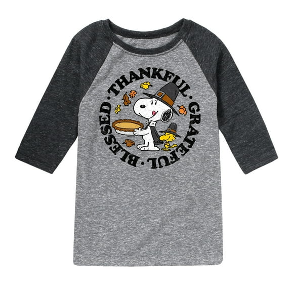 Peanuts - Thankful, Grateful, Blessed - Toddler And Youth Raglan Graphic T-Shirt