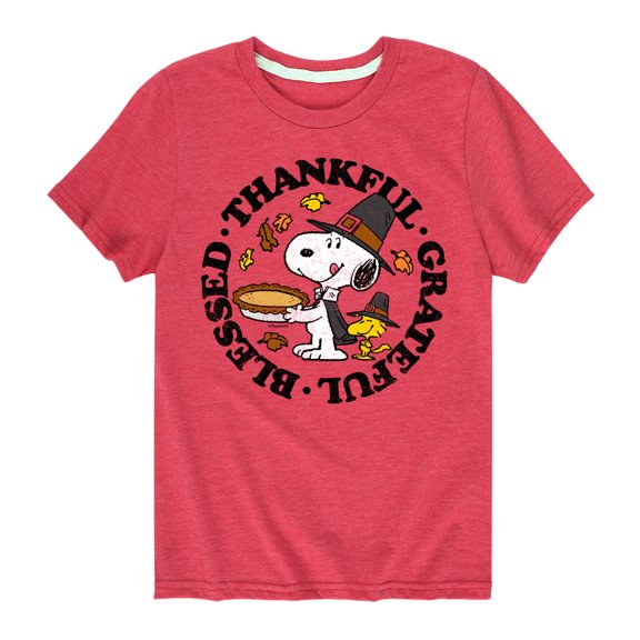 Peanuts - Thankful, Grateful, Blessed - Toddler And Youth Short Sleeve Graphic T-Shirt
