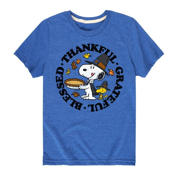 Peanuts - Thankful, Grateful, Blessed - Toddler And Youth Short Sleeve Graphic T-Shirt