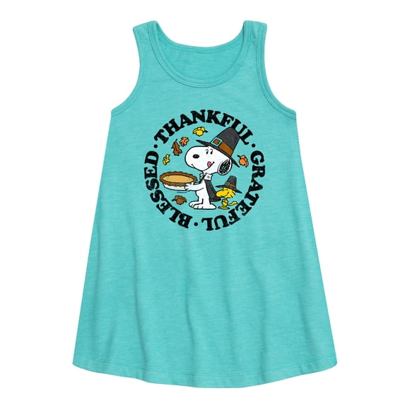 Peanuts - Thankful, Grateful, Blessed - Toddler and Youth Girls A-line Dress