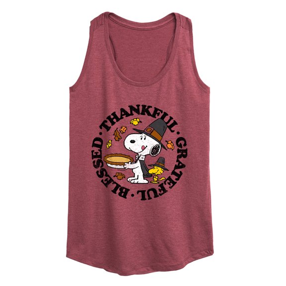 Peanuts - Thankful Grateful Blessed - Women's Racerback Tank Top