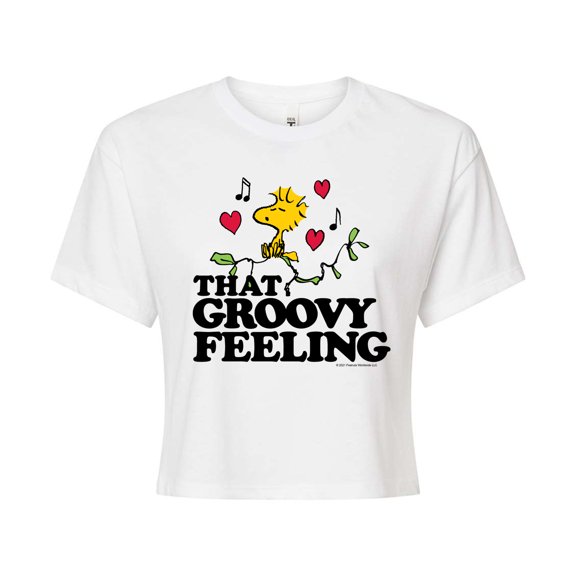 Peanuts - That Groovy Feeling - Juniors Cropped Graphic T-Shirt