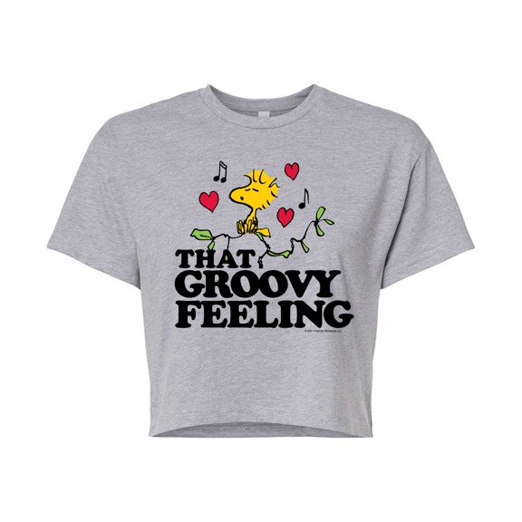 Peanuts - That Groovy Feeling - Juniors Cropped Graphic T-Shirt