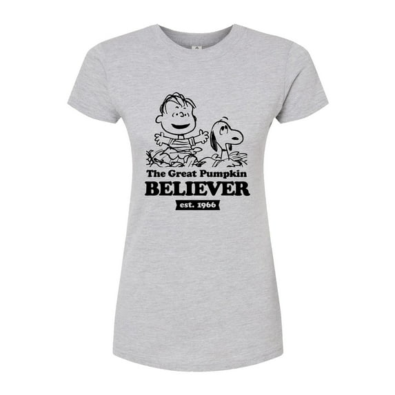 Peanuts - The Great Pumpkin Believer - Juniors Fitted Graphic T-Shirt