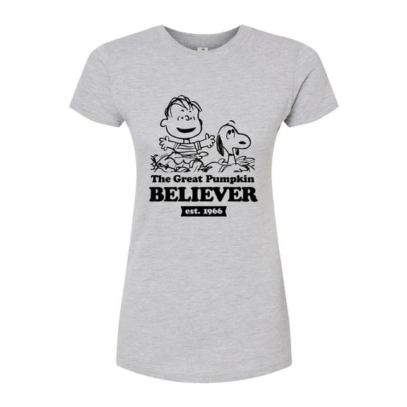 Peanuts - The Great Pumpkin Believer - Juniors Fitted Graphic T-Shirt