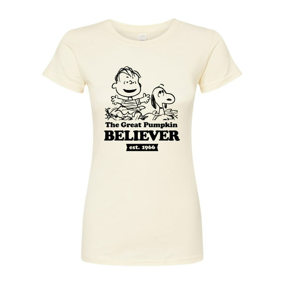 Peanuts - The Great Pumpkin Believer - Juniors Fitted Graphic T-Shirt