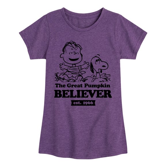 Peanuts - The Great Pumpkin Believer - Toddler And Youth Girls Short Sleeve Graphic T-Shirt