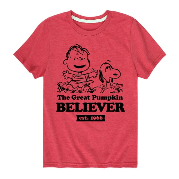 Peanuts - The Great Pumpkin Believer - Toddler And Youth Short Sleeve Graphic T-Shirt