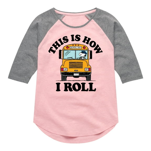 Peanuts - This How I Roll - Toddler And Youth Girls Raglan Graphic T-Shirt