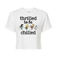 thumbnail image 1 of Peanuts - Thrilled To Be Chilled - Juniors Cropped Cotton Blend T-Shirt, 1 of 6