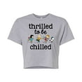 thumbnail image 1 of Peanuts - Thrilled To Be Chilled - Juniors Cropped Cotton Blend T-Shirt, 1 of 6