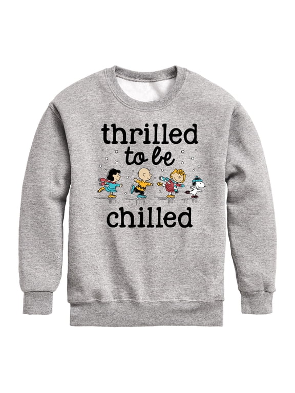 - Snoopy and Friends Thrilled To Be Chilled Boys' Graphic Long Sleeve Fleece Sweatshirt