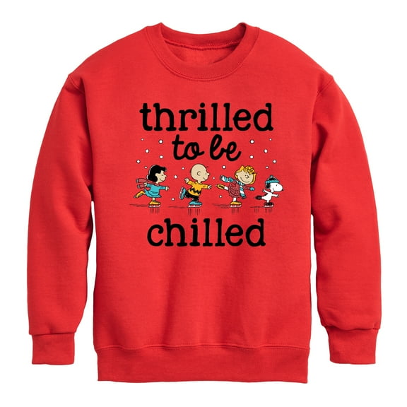 Peanuts - Snoopy and Friends Thrilled To Be Chilled - Toddler And Youth Crewneck Fleece Sweatshirt