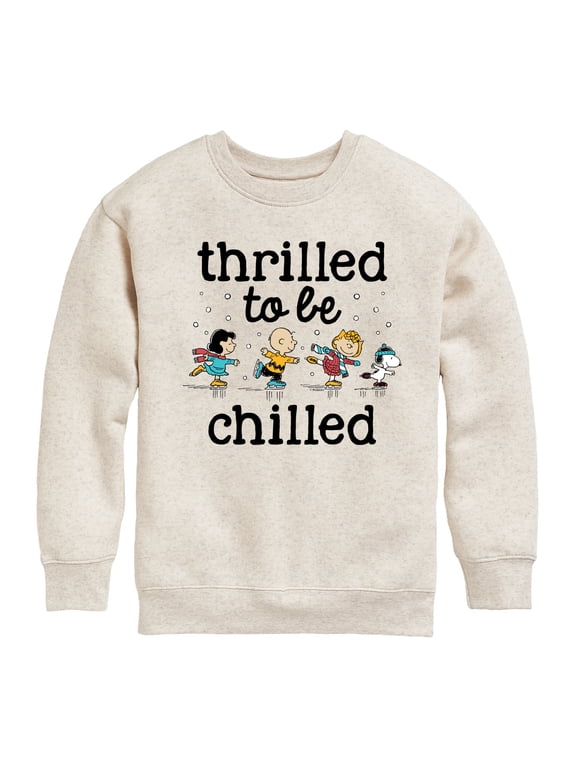- Snoopy and Friends Thrilled To Be Chilled Boys' Graphic Long Sleeve Fleece Sweatshirt