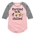 thumbnail image 1 of Peanuts - Snoopy and Friends Thrilled To Be Chilled - Toddler And Youth Girls Raglan Graphic T-Shirt, 1 of 5