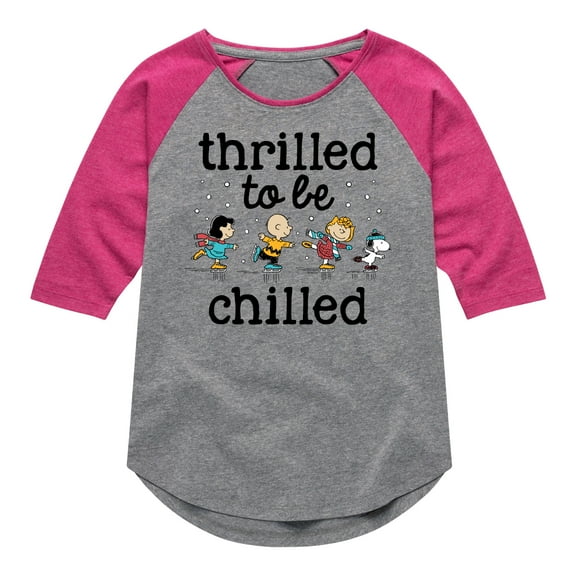 Peanuts - Snoopy and Friends Thrilled To Be Chilled - Toddler And Youth Girls Raglan Graphic T-Shirt