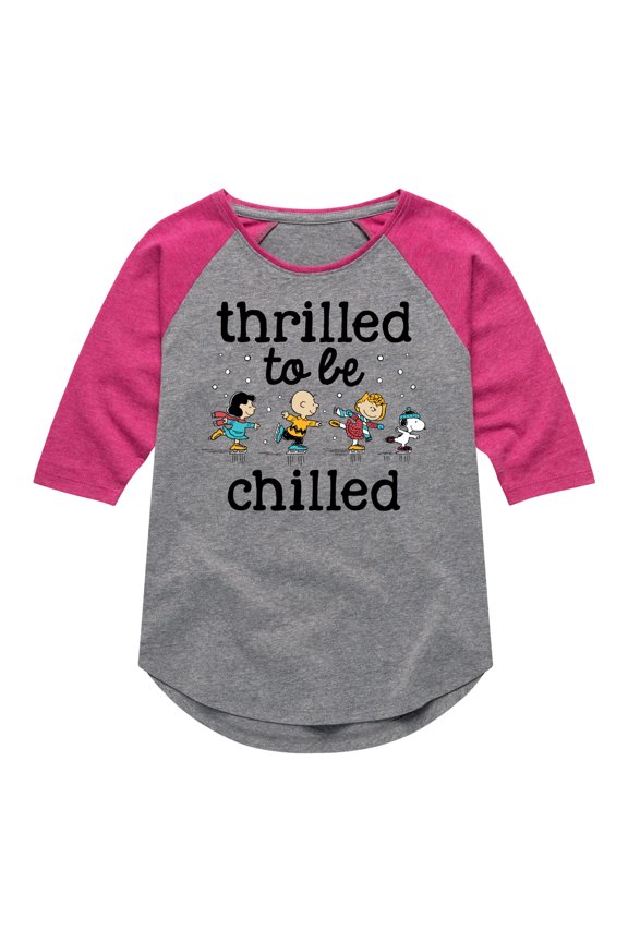 - Snoopy and Friends Thrilled To Be Chilled - Toddler And Youth Girls Raglan Graphic T-Shirt
