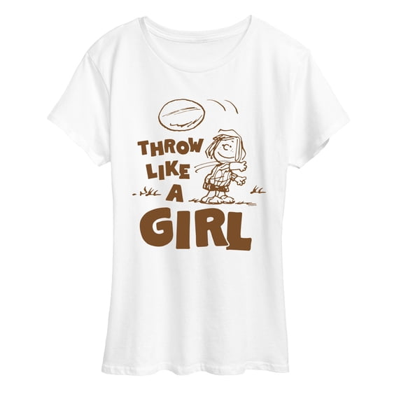Peanuts - Throw Like A Girl - Women's Short Sleeve Graphic T-Shirt