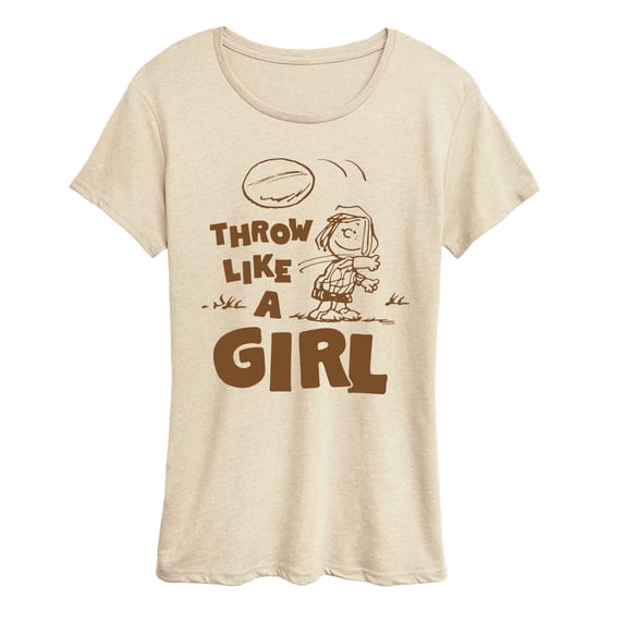 Peanuts - Throw Like A Girl - Women's Short Sleeve Graphic T-Shirt