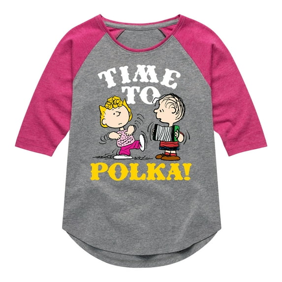 Peanuts - Time To Polka - Toddler & Youth Girls Raglan Graphic T-Shirt