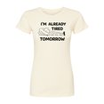thumbnail image 1 of Peanuts - Tired Tomorrow - Juniors Fitted Graphic T-Shirt, 1 of 6