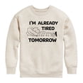 thumbnail image 1 of Peanuts - Tired Tomorrow - Toddler & Youth Crewneck Fleece Sweatshirt, 1 of 6