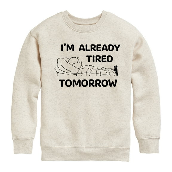 Peanuts - Tired Tomorrow - Toddler & Youth Crewneck Fleece Sweatshirt