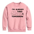 thumbnail image 1 of Peanuts - Tired Tomorrow - Toddler & Youth Crewneck Fleece Sweatshirt, 1 of 5