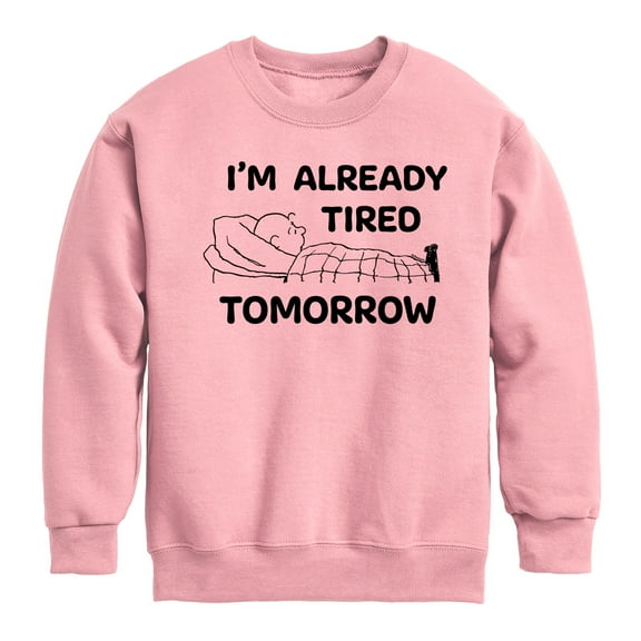 Peanuts - Tired Tomorrow - Toddler & Youth Crewneck Fleece Sweatshirt