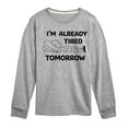 thumbnail image 1 of Peanuts - Tired Tomorrow - Toddler & Youth Long Sleeve Graphic T-Shirt, 1 of 6