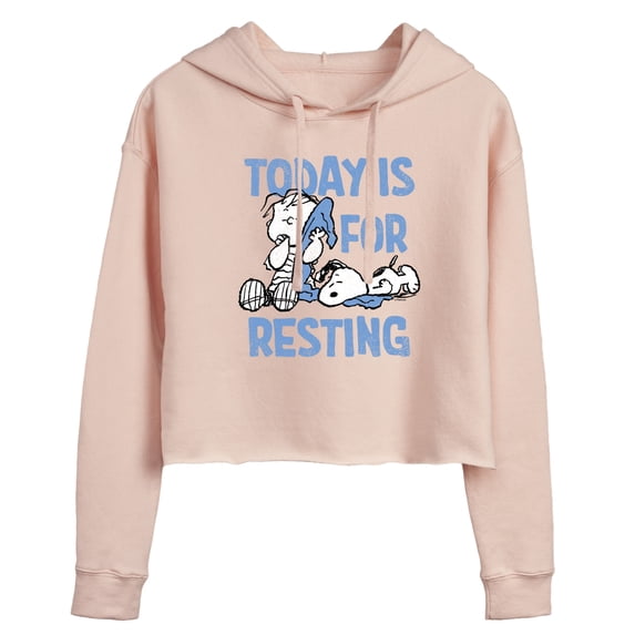 Peanuts - Today Is For Resting - Juniors Cropped Pullover Hoodie