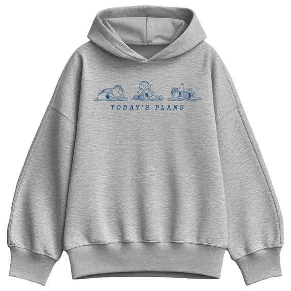 Peanuts - Today's Plans - Women's Oversized Fleece Hoodie Sweatshirt