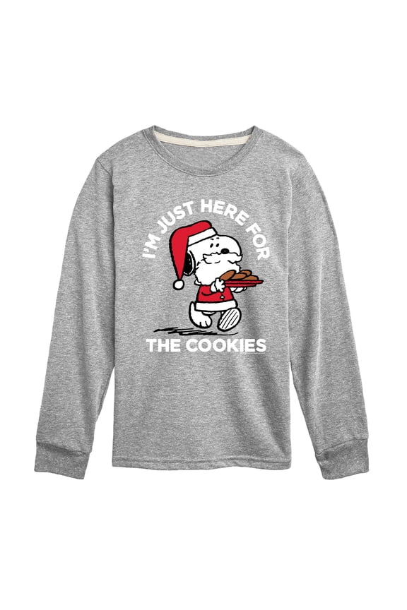 - Santa Snoopy Here for the Cookies - Toddler And Youth Long Sleeve Graphic T-Shirts