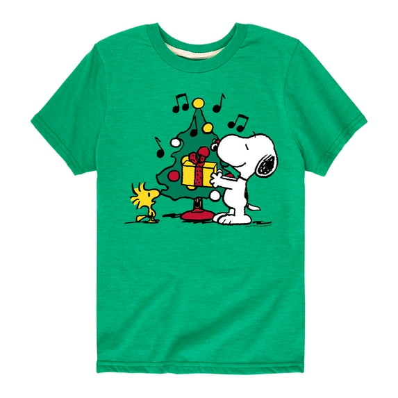 Peanuts - Snoopy and Woodstock Christmas Tree Singing - Toddler And Youth Short Sleeve Graphic T-Shirts