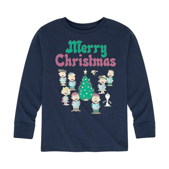 Peanuts - Snoopy and Friends Caroling Merry Christmas - Toddler And Youth Long Sleeve Graphic T-Shirts