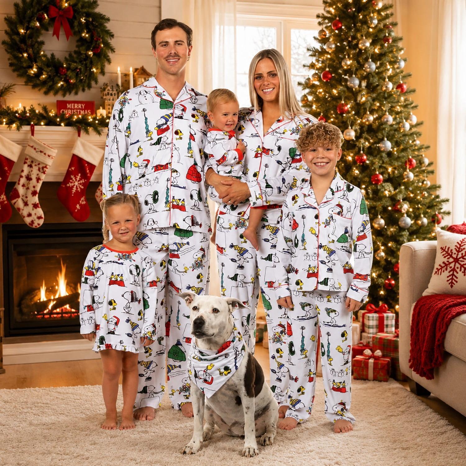Peanuts Snoopy Toddler Unisex Matching Family Pajamas Set, 2-Piece, Sizes 2T-5T