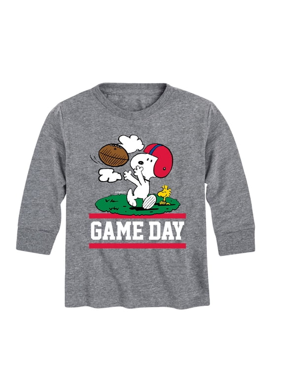 - Snoopy Football Game Day Boys' Long Sleeve Graphic T-Shirt