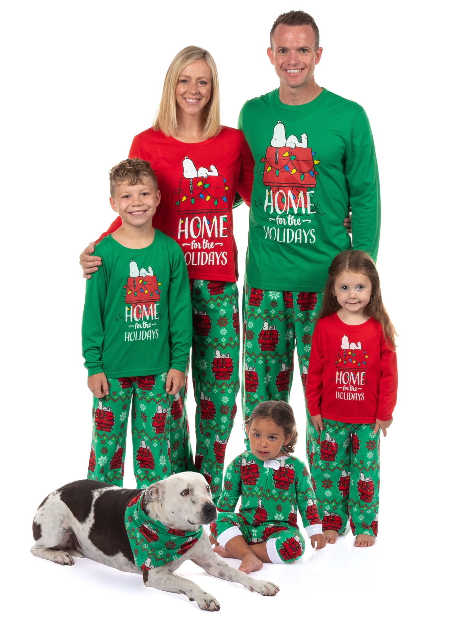 Peanuts Toddlers’ Snoopy Home for the Holidays Matching Family Pajama Set, 2-Piece, Sizes 2T-5T