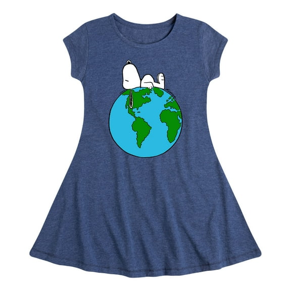 Peanuts - Top Of The World - Toddler and Youth Girls Fit And Flare Dress